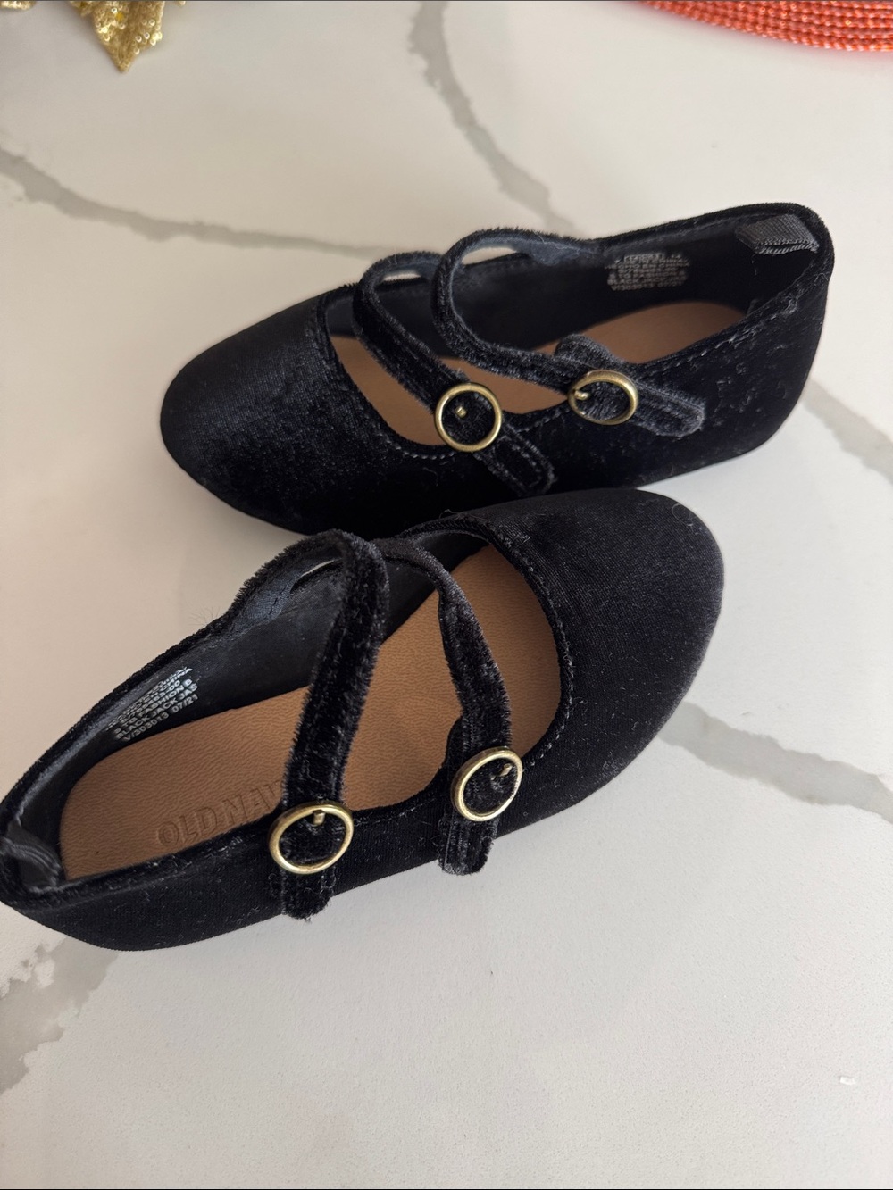 Old Navy Black Velvet Double-Strap Mary Jane Shoes for Kids